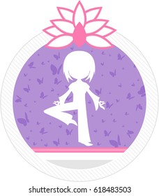 Cute Yoga Girl with Butterflies