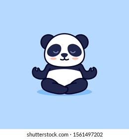 Cute yoga panda, vector cartoon illustration