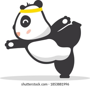 Panda de yoga lindo, ilustración de dibujos vectoriales.