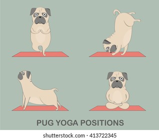 Cute yoga pugs set