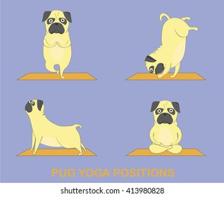 Cute yoga pugs set