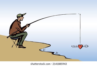 Cute young adult dating funny guy boy lover life idea sea lake pond water white sky text space. Outline black hand drawn web app date dream hope trap fun sport tool logo modern abstract line art doodl