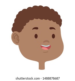 Cute young and afroamerican boy smiling face head cartoons ,vector illustration graphic design.