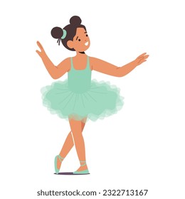Cute Young Ballerina Character, Captivates With Her Graceful Pose And Delicate Tutu, Expressing A Sense Of Poise And Innocence, And Embodying The Beauty Of Dance. Cartoon People Vector Illustration