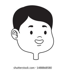 Cute young boy smiling face head cartoons ,vector illustration graphic design.