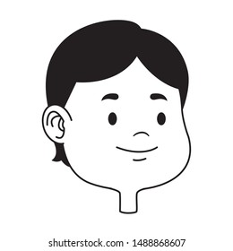 Cute young boy smiling face head cartoons ,vector illustration graphic design.