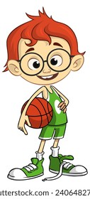 Cute young boy waving and smiling. Vector cartoon  
illustration of a teenager in casual street clothes presenting. Outlined.