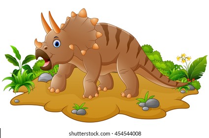 Cute and young cartoon triceratops