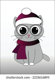 Cute young cat clip art in doodle style