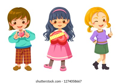 Cute young children character cartoon fashion style, vector illustration