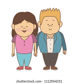 Cute young couple cartoon