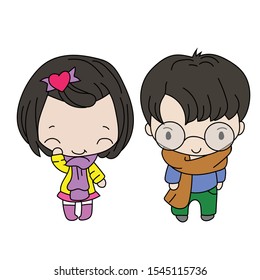 cute young couple - vector - color -