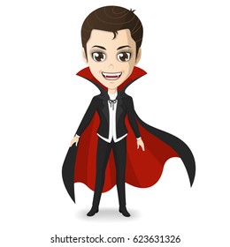 cute young dracula on halloweens vector cartoon
