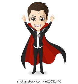 cute young dracula on halloweens vector cartoon
