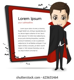 cute young dracula on halloweens vector cartoon
