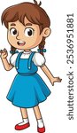 Cute young farm girl vector illustration