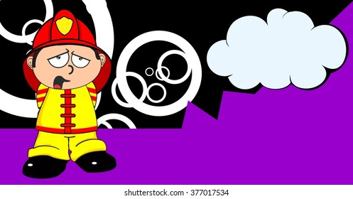 cute young firefighter kid cartoon background in vector format very easy to edit