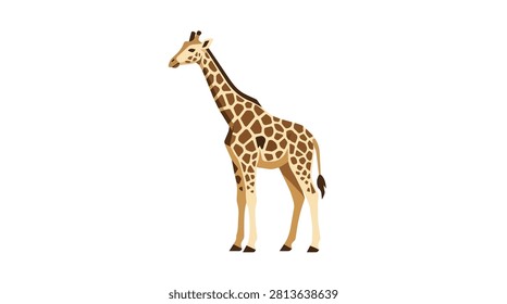 Cute young giraffe with distinct spots in a natural setting with warm colors and gentle shapes perfect for wildlife conservation themes