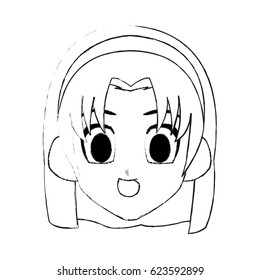 cute young girl anime or manga icon image 