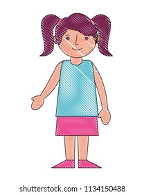 cute young girl character happy
