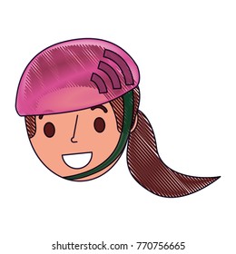 cute young girl child with sport helmet