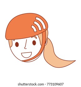 cute young girl child with sport helmet