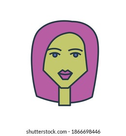 Cute young girl face icon . Astrology zodiac sign Virgo. Vector flat design icon