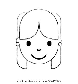 cute young girl head avatar character