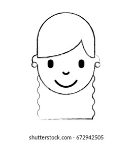 cute young girl head avatar character