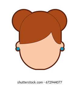 cute young girl head avatar character