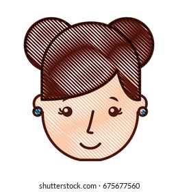 cute young girl head avatar character