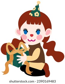 Cute young girl holding a gift box