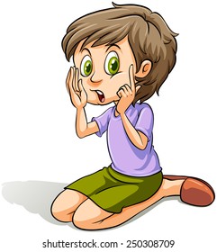 A cute young girl on a white background