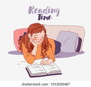 Cute, young girl reading a book 