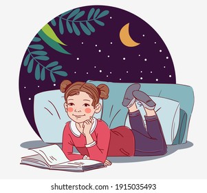 Cute, young girl reading a book 