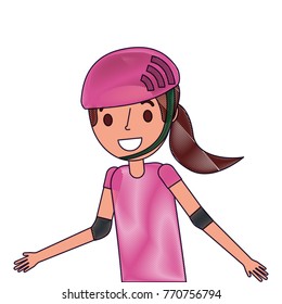 cute young girl smiling with sport helmet