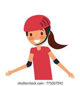 cute young girl smiling with sport helmet