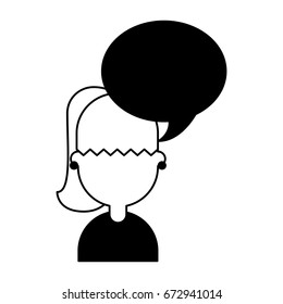 cute young girl with speech bubble avatar character