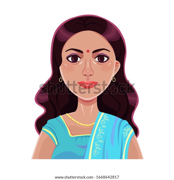 Cute Young Indian Woman Portraits Expression Stock Vector (Royalty Free ...