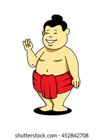 Cute Young Kid Sumo Wrestler Fighter Cartoon Character