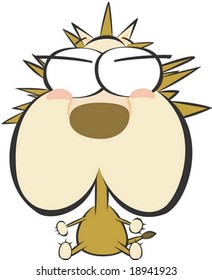 Cute and young Lion Character on white background
