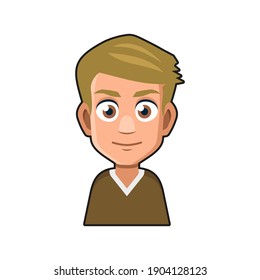 Cute Young Man Avatar Character. Cartoon Style Userpic Icon. Vector