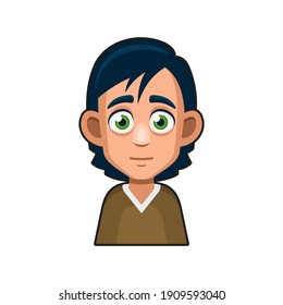 Cute Young Man Avatar Character. Cartoon Style Userpic Icon. Vector