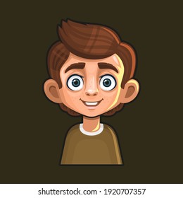 Cute Young Man Avatar Character. Cartoon Style Userpic Icon. Vector