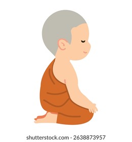 Cute Young Monk Character Vector Kid