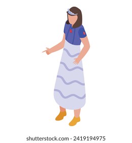 Cute young princess icon isometric vector. Charming tale beauty. Palace royal