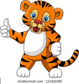 cute young tiger cartoon expression