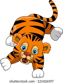 cute young tiger cartoon expression