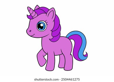 cute young unicorn in white background