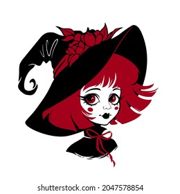 cute young witch in a hat